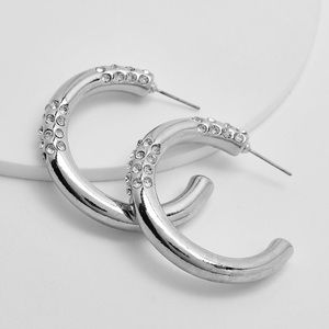 Boohoo Pave and Polished Split Hoop Earrings